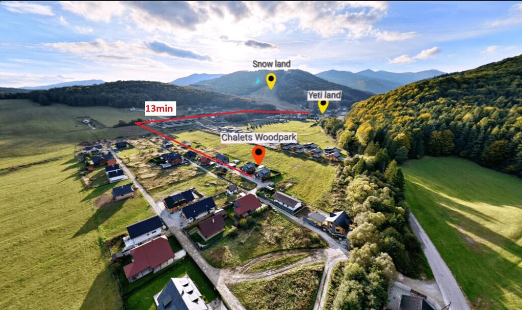 Mapa Woodpark k Yetiland